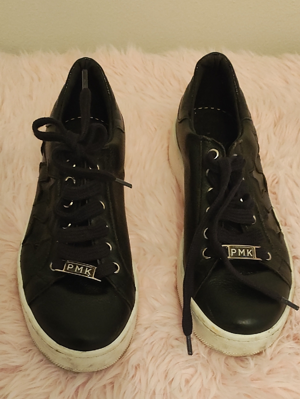 Michael Kors Black Leather Lace-Up Sneakers